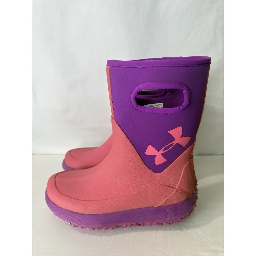 Under Armour Girls Boots UA Fat Tire Muddler Michelin Pink Waterproof Size 5Y